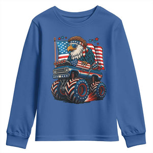 Patriotic Eagle Driving Monster Truck Youth Sweatshirt 4th of July USA Flag Freedom TS02 Royal Blue Print Your Wear