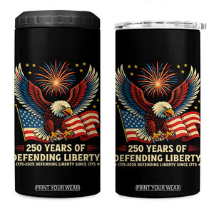 Patriotic Eagle US Army 250th Anniversary 4 in 1 Can Cooler Tumbler 250 Years of Defending Liberty 1775 2025 TS02 One Size: 16 oz Black Print Your Wear