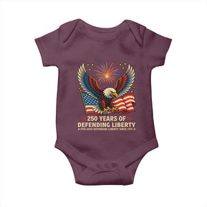Patriotic Eagle US Army 250th Anniversary Baby Onesie 250 Years of Defending Liberty 1775 2025 TS02 Maroon Print Your Wear