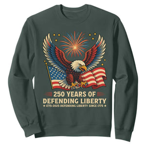 Patriotic Eagle US Army 250th Anniversary Sweatshirt 250 Years of Defending Liberty 1775 2025 TS02 Dark Forest Green Print Your Wear