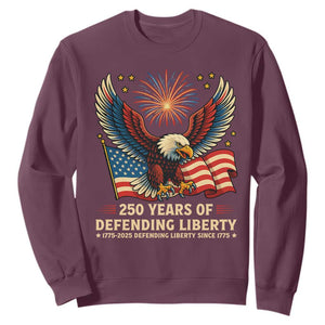 Patriotic Eagle US Army 250th Anniversary Sweatshirt 250 Years of Defending Liberty 1775 2025 TS02 Maroon Print Your Wear