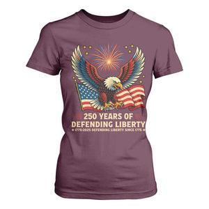 Patriotic Eagle US Army 250th Anniversary T Shirt For Women 250 Years of Defending Liberty 1775 2025 TS02 Maroon Print Your Wear