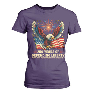 Patriotic Eagle US Army 250th Anniversary T Shirt For Women 250 Years of Defending Liberty 1775 2025 TS02 Purple Print Your Wear