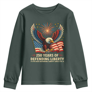 Patriotic Eagle US Army 250th Anniversary Youth Sweatshirt 250 Years of Defending Liberty 1775 2025 TS02 Dark Forest Green Print Your Wear