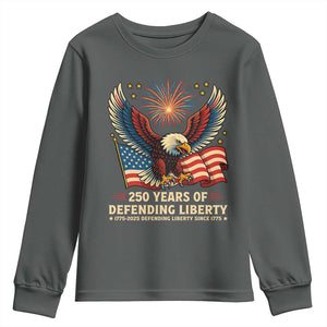 Patriotic Eagle US Army 250th Anniversary Youth Sweatshirt 250 Years of Defending Liberty 1775 2025 TS02 Dark Heather Print Your Wear