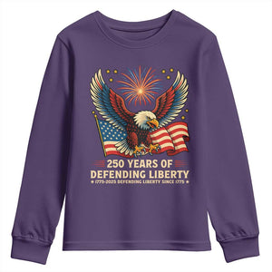 Patriotic Eagle US Army 250th Anniversary Youth Sweatshirt 250 Years of Defending Liberty 1775 2025 TS02 Purple Print Your Wear