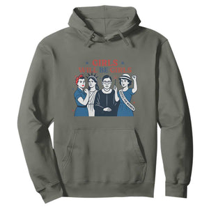 Patriotic Feminist Empowerment Hoodie Girl Will Be Girls Womens Rights 4th of July TS02 Military Green Print Your Wear