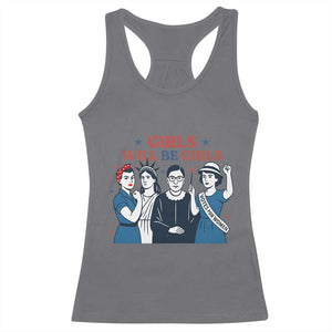 Patriotic Feminist Empowerment Racerback Tank Top Girl Will Be Girls Womens Rights 4th of July TS02 Charcoal Print Your Wear
