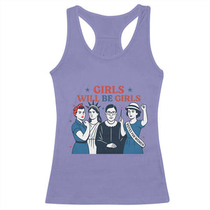 Patriotic Feminist Empowerment Racerback Tank Top Girl Will Be Girls Womens Rights 4th of July TS02 Violet Print Your Wear