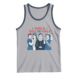 Patriotic Feminist Empowerment Tank Top Girl Will Be Girls Womens Rights 4th of July TS02 Athletic Heather Navy Print Your Wear