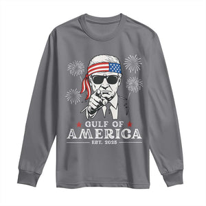 Patriotic Gulf Of USA Est 2025 Long Sleeve Shirt Funny Trump Happy 4th Of July TS02 Charcoal Print Your Wear