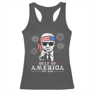Patriotic Gulf Of USA Est 2025 Racerback Tank Top Funny Trump Happy 4th Of July TS02 Dark Heather Print Your Wear
