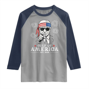 Patriotic Gulf Of USA Est 2025 Raglan Shirt Funny Trump Happy 4th Of July TS02 Sport Gray Navy Print Your Wear