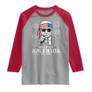 Patriotic Gulf Of USA Est 2025 Raglan Shirt Funny Trump Happy 4th Of July TS02 Sport Gray Red Print Your Wear