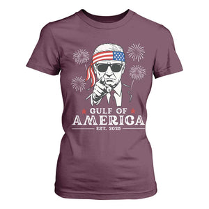 Patriotic Gulf Of USA Est 2025 T Shirt For Women Funny Trump Happy 4th Of July TS02 Maroon Print Your Wear