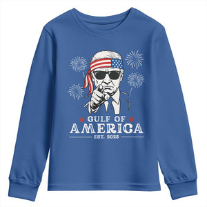 Patriotic Gulf Of USA Est 2025 Youth Sweatshirt Funny Trump Happy 4th Of July TS02 Royal Blue Print Your Wear