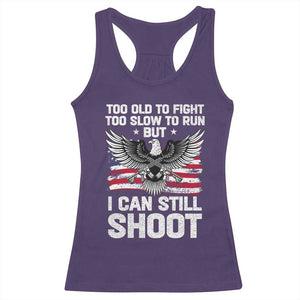 Patriotic Gun Rights Eagle Racerback Tank Top Too Old To Fight Too Slow To Run But Can Still Shoot TS02 Purple Print Your Wear