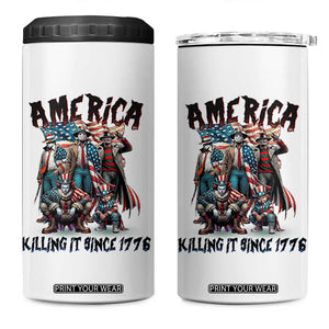 Patriotic Horror Mashup 4 in 1 Can Cooler Tumbler America Killing It Since 1776 TS02 One Size: 16 oz White Print Your Wear