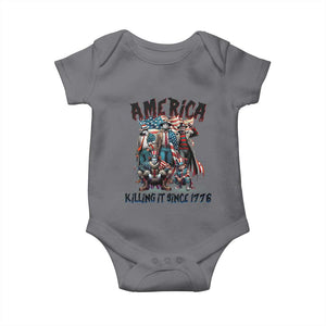 Patriotic Horror Mashup Baby Onesie America Killing It Since 1776 TS02 Charcoal Print Your Wear