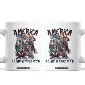 Patriotic Horror Mashup Coffee Mug America Killing It Since 1776 TS02 White Print Your Wear
