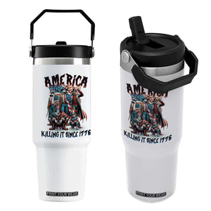 Patriotic Horror Mashup Flip Straw Tumbler America Killing It Since 1776 TS02 One Size: 30 oz White Print Your Wear