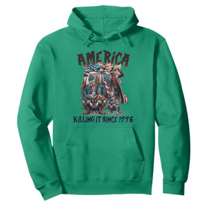Patriotic Horror Mashup Hoodie America Killing It Since 1776 TS02 Irish Green Print Your Wear