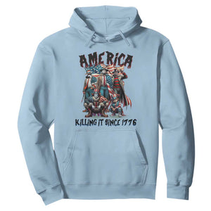 Patriotic Horror Mashup Hoodie America Killing It Since 1776 TS02 Light Blue Print Your Wear
