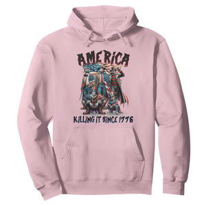 Patriotic Horror Mashup Hoodie America Killing It Since 1776 TS02 Light Pink Print Your Wear