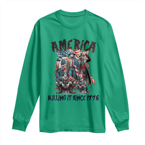 Patriotic Horror Mashup Long Sleeve Shirt America Killing It Since 1776 TS02 Irish Green Print Your Wear