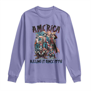 Patriotic Horror Mashup Long Sleeve Shirt America Killing It Since 1776 TS02 Violet Print Your Wear