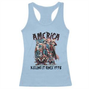 Patriotic Horror Mashup Racerback Tank Top America Killing It Since 1776 TS02 Light Blue Print Your Wear