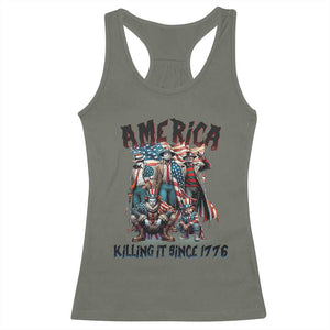 Patriotic Horror Mashup Racerback Tank Top America Killing It Since 1776 TS02 Military Green Print Your Wear