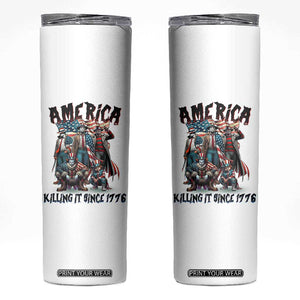Patriotic Horror Mashup Skinny Tumbler America Killing It Since 1776 TS02 White Print Your Wear