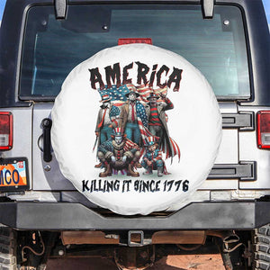 Patriotic Horror Mashup Spare Tire Cover America Killing It Since 1776 TS02 No hole White Print Your Wear