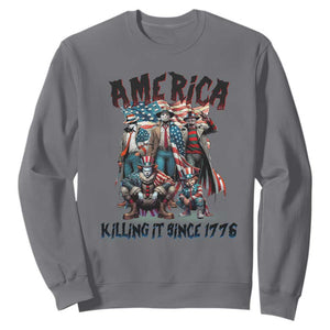 Patriotic Horror Mashup Sweatshirt America Killing It Since 1776 TS02 Charcoal Print Your Wear