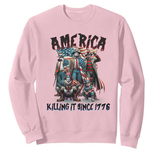 Patriotic Horror Mashup Sweatshirt America Killing It Since 1776 TS02 Light Pink Print Your Wear