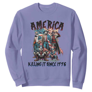 Patriotic Horror Mashup Sweatshirt America Killing It Since 1776 TS02 Violet Print Your Wear