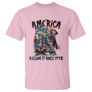 Patriotic Horror Mashup T Shirt America Killing It Since 1776 TS02 Light Pink Print Your Wear