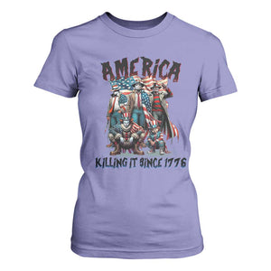 Patriotic Horror Mashup T Shirt For Women America Killing It Since 1776 TS02 Violet Print Your Wear