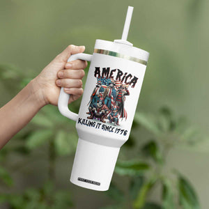 Patriotic Horror Mashup Tumbler With Handle America Killing It Since 1776 TS02 Print Your Wear