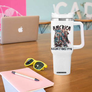 Patriotic Horror Mashup Tumbler With Handle America Killing It Since 1776 TS02 Print Your Wear