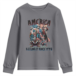 Patriotic Horror Mashup Youth Sweatshirt America Killing It Since 1776 TS02 Charcoal Print Your Wear