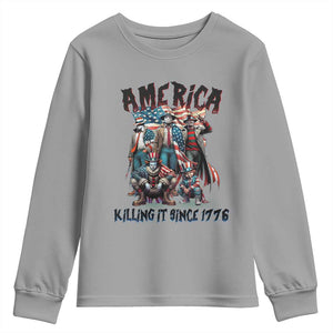 Patriotic Horror Mashup Youth Sweatshirt America Killing It Since 1776 TS02 Sport Gray Print Your Wear