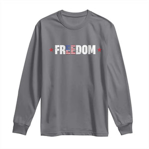 Patriotic Long Sleeve Shirt Freedom American Flag 4th of July TS10 Charcoal Print Your Wear