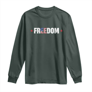 Patriotic Long Sleeve Shirt Freedom American Flag 4th of July TS10 Dark Forest Green Print Your Wear