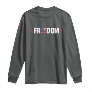 Patriotic Long Sleeve Shirt Freedom American Flag 4th of July TS10 Dark Heather Print Your Wear