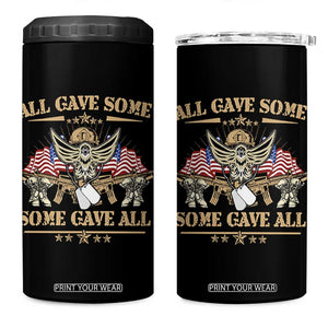 Patriotic Memorial Day 4 in 1 Can Cooler Tumbler All Gave Some Some Gave All Veterans Memorials Day US Flag TS02 One Size: 16 oz Black Print Your Wear