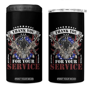 Patriotic Memorial Day 4 in 1 Can Cooler Tumbler Thank You For Your Service Veterans Remembrance TS02 One Size: 16 oz Black Print Your Wear