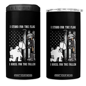Patriotic Memorial Day 4 in 1 Can Cooler Tumbler We Stand For the Flag We Kneel For The Fallen US Patriots TS02 One Size: 16 oz Black Print Your Wear