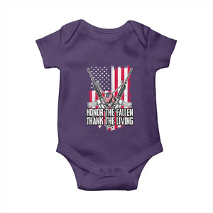Patriotic Memorial Day Baby Onesie Honor The Fallen Thank The Living Memorial Day Veterans Day TS02 Purple Print Your Wear